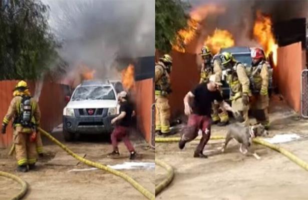 Hombre arriesga su vida para salvar a su perro durante un incendio
